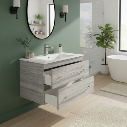 Kato 30" Single Sink Wall Mounted Cultured Marble Top Bathroom Vanity - Soho