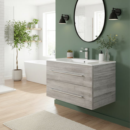 Kato 30" Single Sink Wall Mounted Cultured Marble Top Bathroom Vanity - Soho