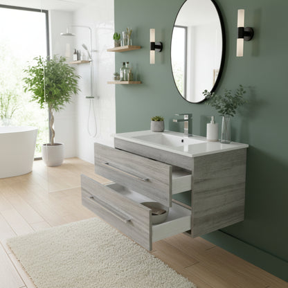 Kato 36" Single Sink Wall Mounted Cultured Marble Top Bathroom Vanity - Soho