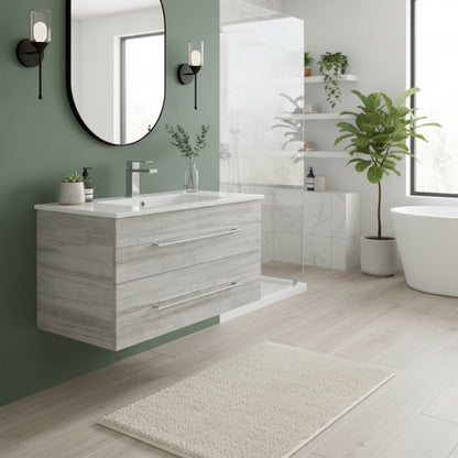 Kato 36" Single Sink Wall Mounted Cultured Marble Top Bathroom Vanity - Soho