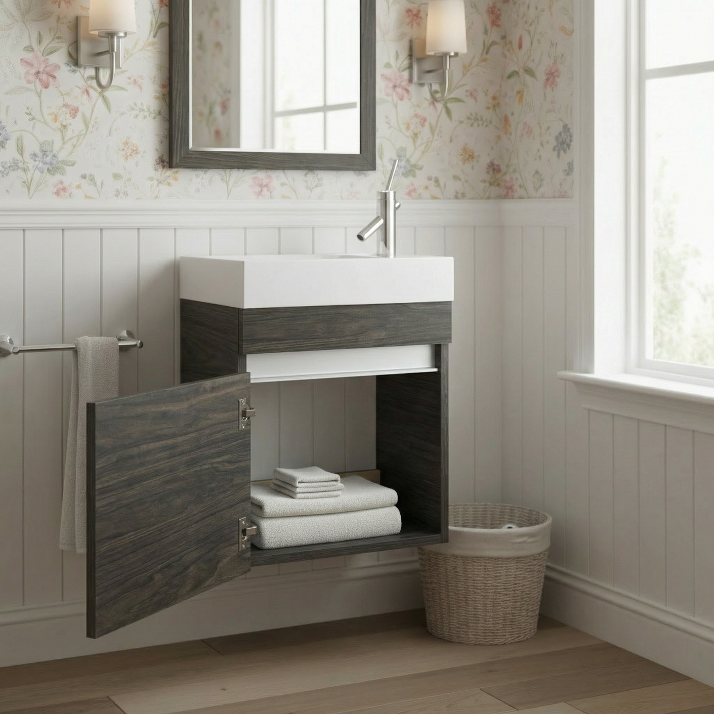 Piccolo 18" Space Saver Wall Mount Bathroom Vanity - Tete a Tete