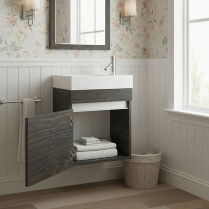 Piccolo 18" Space Saver Wall Mount Bathroom Vanity - Tete a Tete