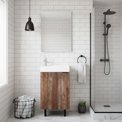 Studio 18" Single Sink Free Standing Cultured Marble Top Bathroom Vanity - Whisky