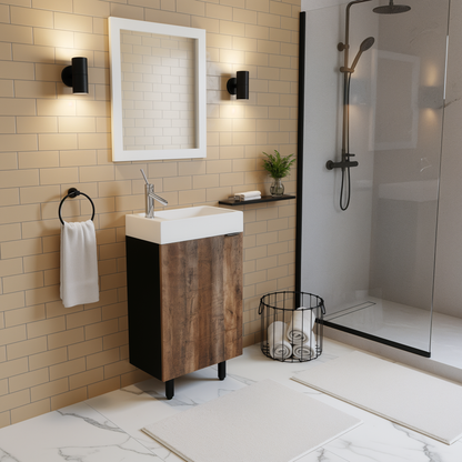 Studio 18" Single Sink Free Standing Cultured Marble Top Bathroom Vanity - Whisky