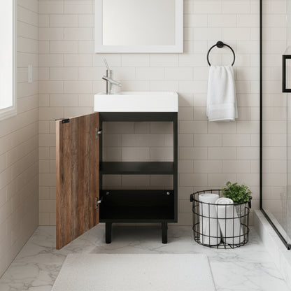 Studio 18" Single Sink Free Standing Cultured Marble Top Bathroom Vanity - Whisky