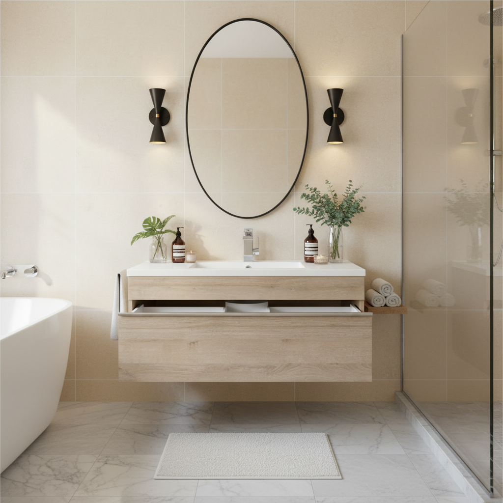 Trough 42" Wall Mount Modern Cultured Marble Top Bathroom Vanity - Organic