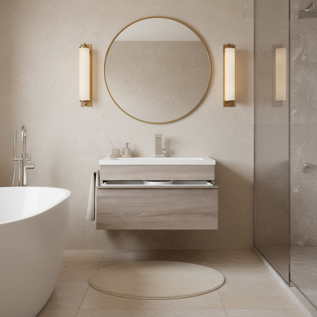 Trough 30" Wall Mount Modern Cultured Marble Top Bathroom Vanity - Dorato