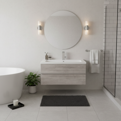 Trough 30" Wall Mount Modern Cultured Marble Top Bathroom Vanity - Soho