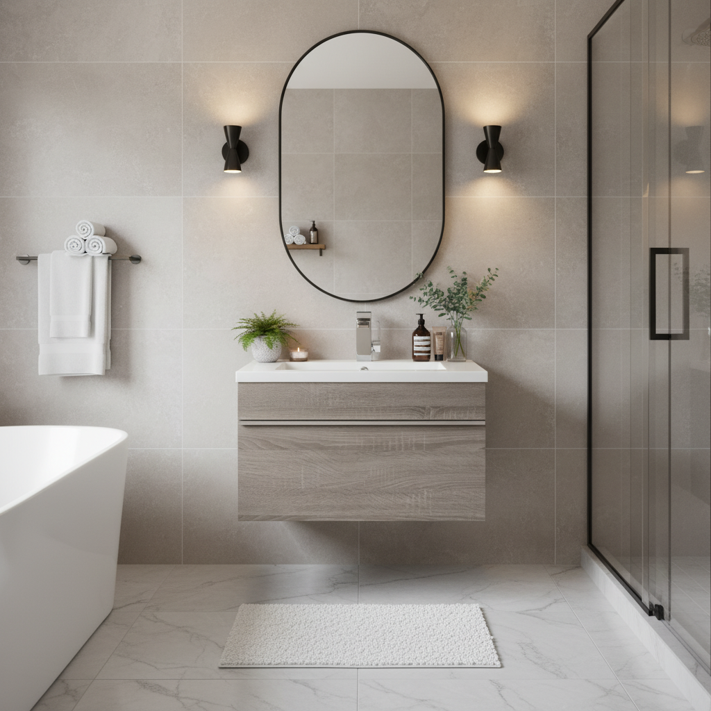 Trough 24" Wall Mount Modern Cultured Marble Top Bathroom Vanity - Dorato