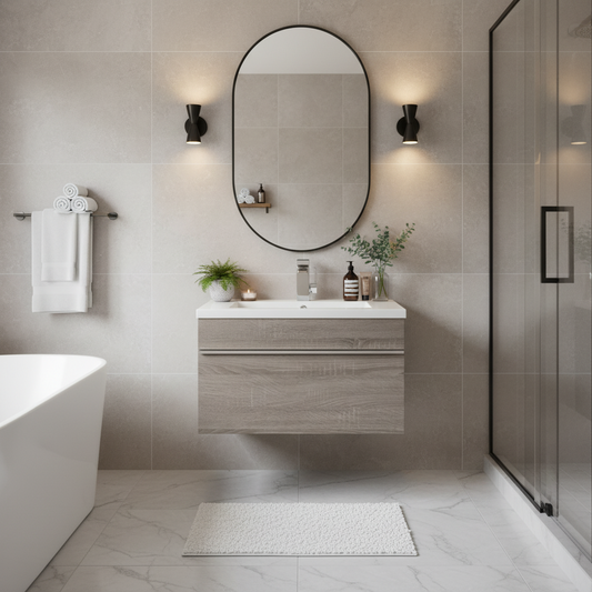 Trough 24" Wall Mount Modern Cultured Marble Top Bathroom Vanity - Dorato