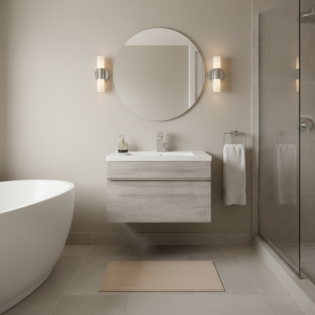Trough 24" Wall Mount Modern Cultured Marble Top Bathroom Vanity - Soho