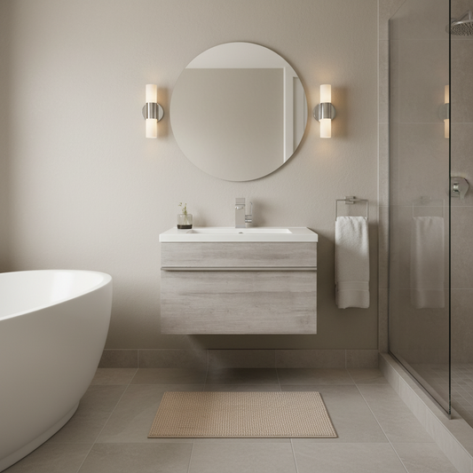 Trough 24" Wall Mount Modern Cultured Marble Top Bathroom Vanity - Soho